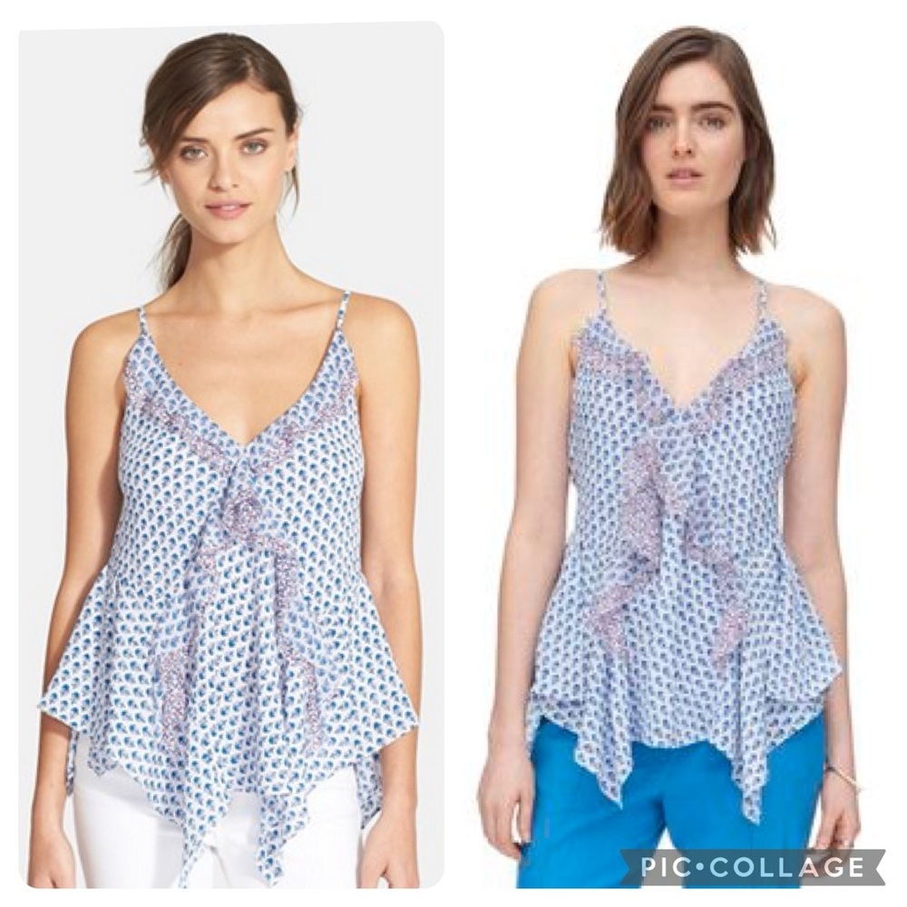 NWOT Rebecca Taylor “Ditsy Tulip” Ruffle Silk Cami Top